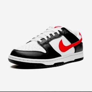 Black white and red dunks
